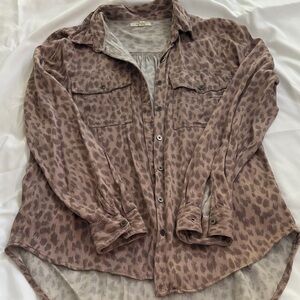 Maurices Brown Leopard Print Button Down Shirt